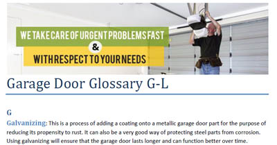 Glossary - Garage Door Repair Waukegan